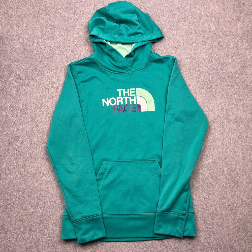 the north face pullover hoodie womens small teal fleece lined